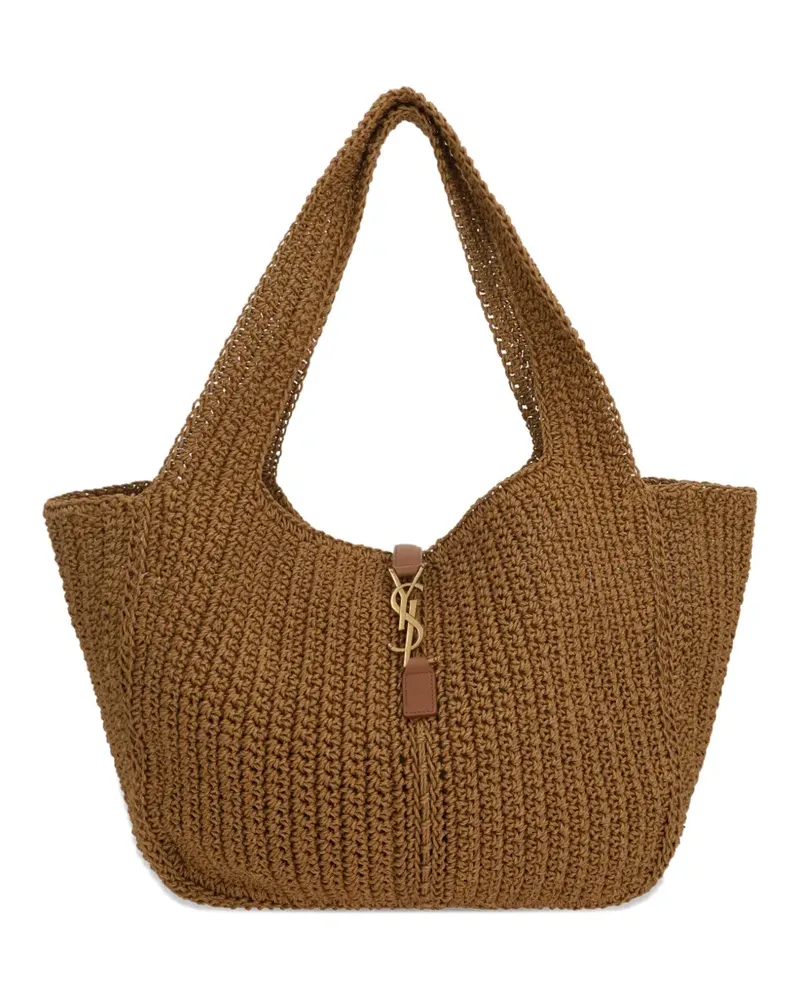 Saint Laurent Große Tote Bag mit Lederbesatz - Braun Braun
