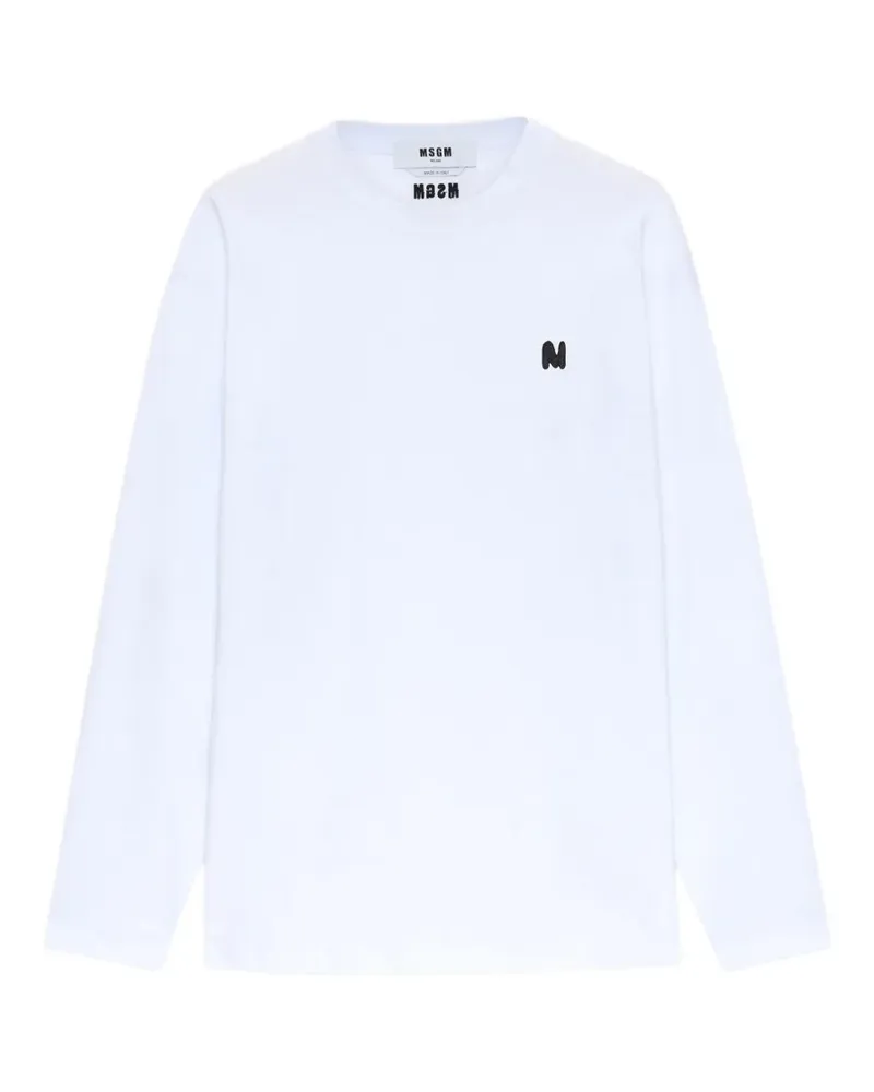 MSGM Langarmshirt mit Logo - Weiß Weiß