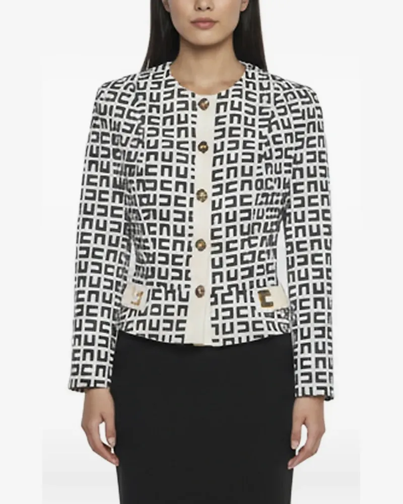 Elisabetta Franchi monogram-pattern crepe blazer - Weiß Weiß