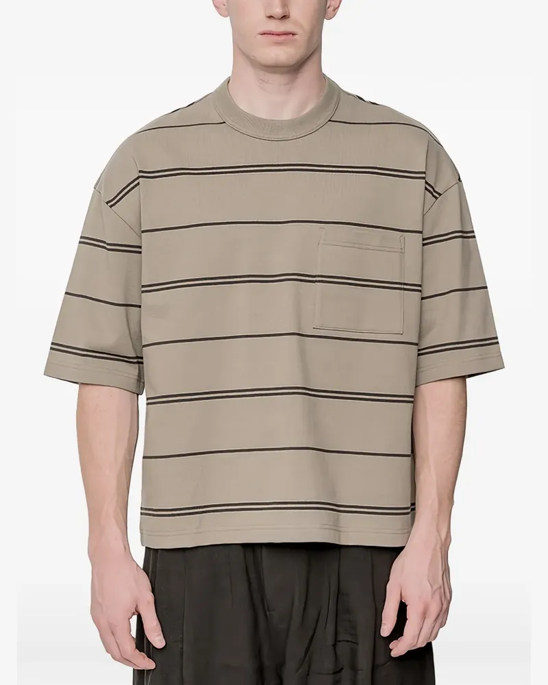 Comme des Garçons Gestreiftes T-Shirt mit Tasche - Nude Nude