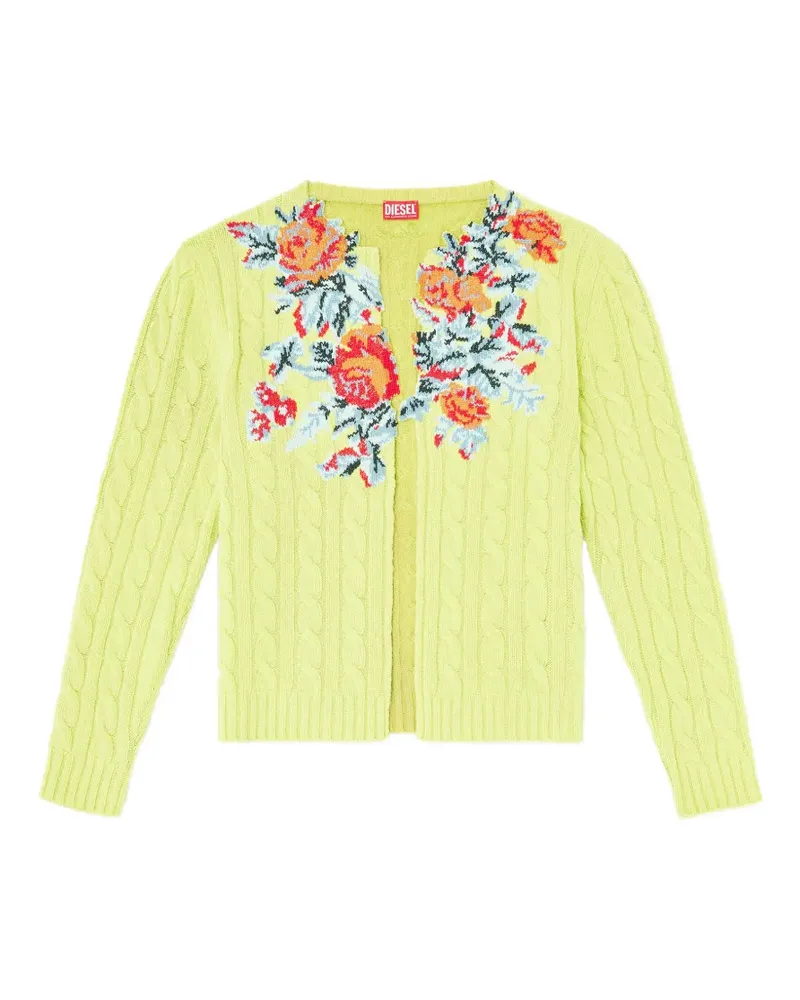 Diesel Offener Cardigan mit Zopfmuster - Grün Grün