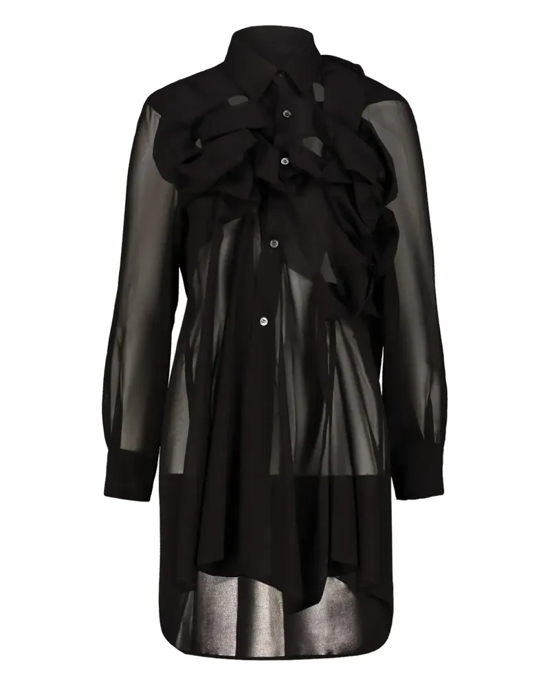 Comme des Garçons Gewebtes Hemd mit Rüschen - Schwarz Schwarz