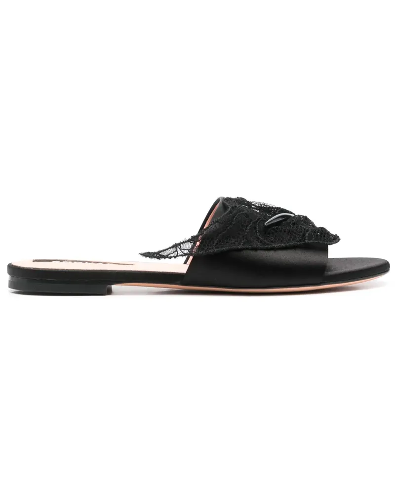 Rochas Sandalen mit Spitzendetail - Schwarz Schwarz