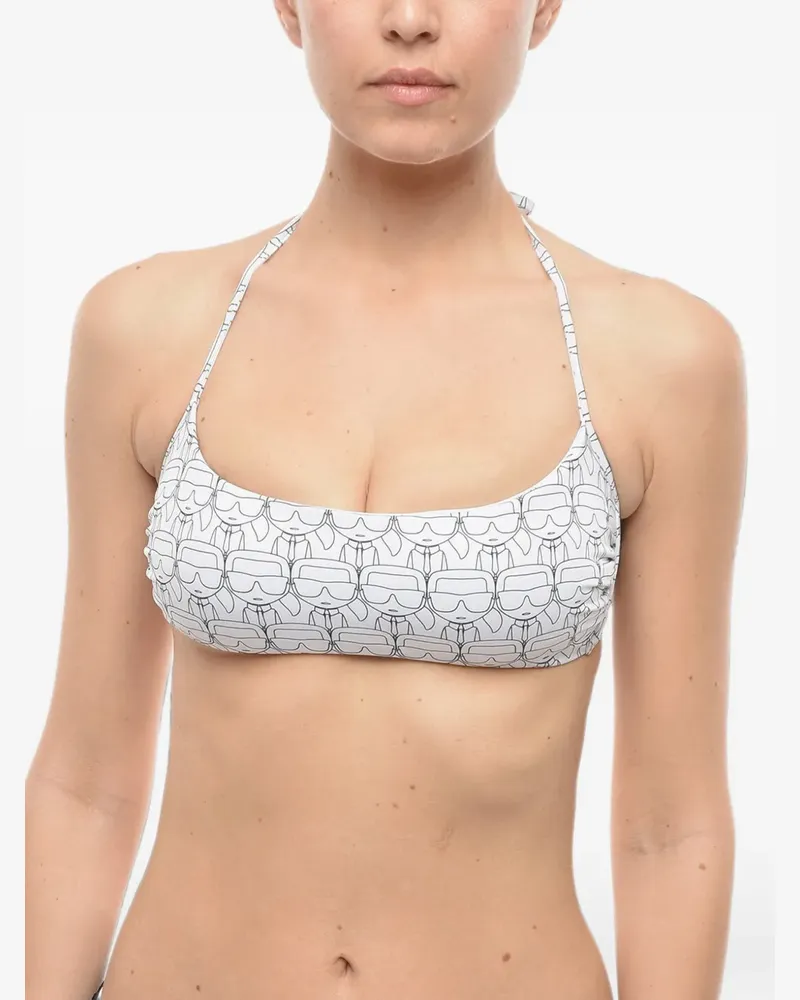 Karl Lagerfeld logo-print bikini top - Weiß Weiß