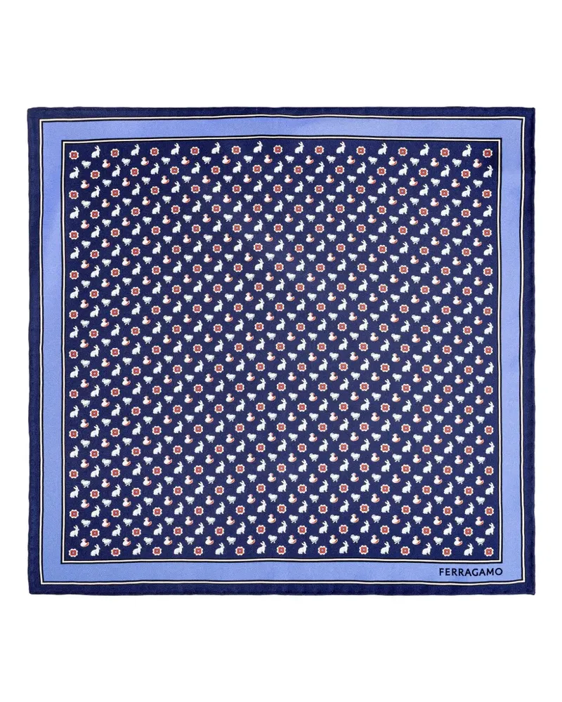 Ferragamo animal-print silk pocket square - Blau Blau