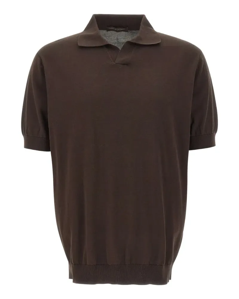Filippo de Laurentiis T-Shirt mit geripptem Besatz - Braun Braun
