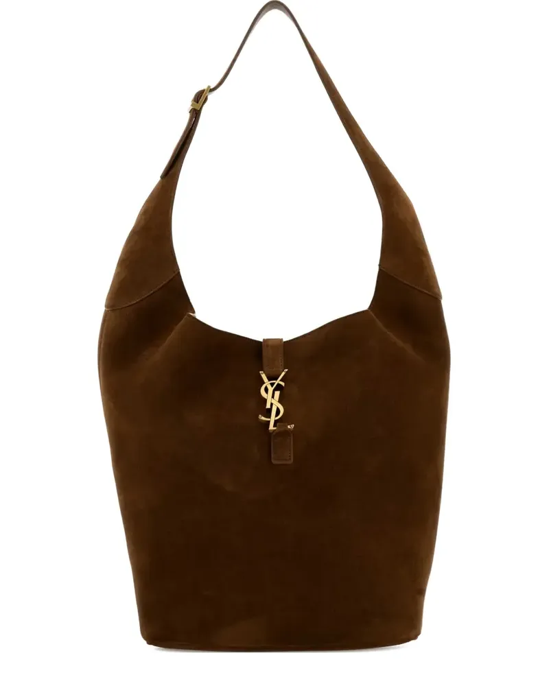 Saint Laurent logo-suede shoulder bag - Braun Braun