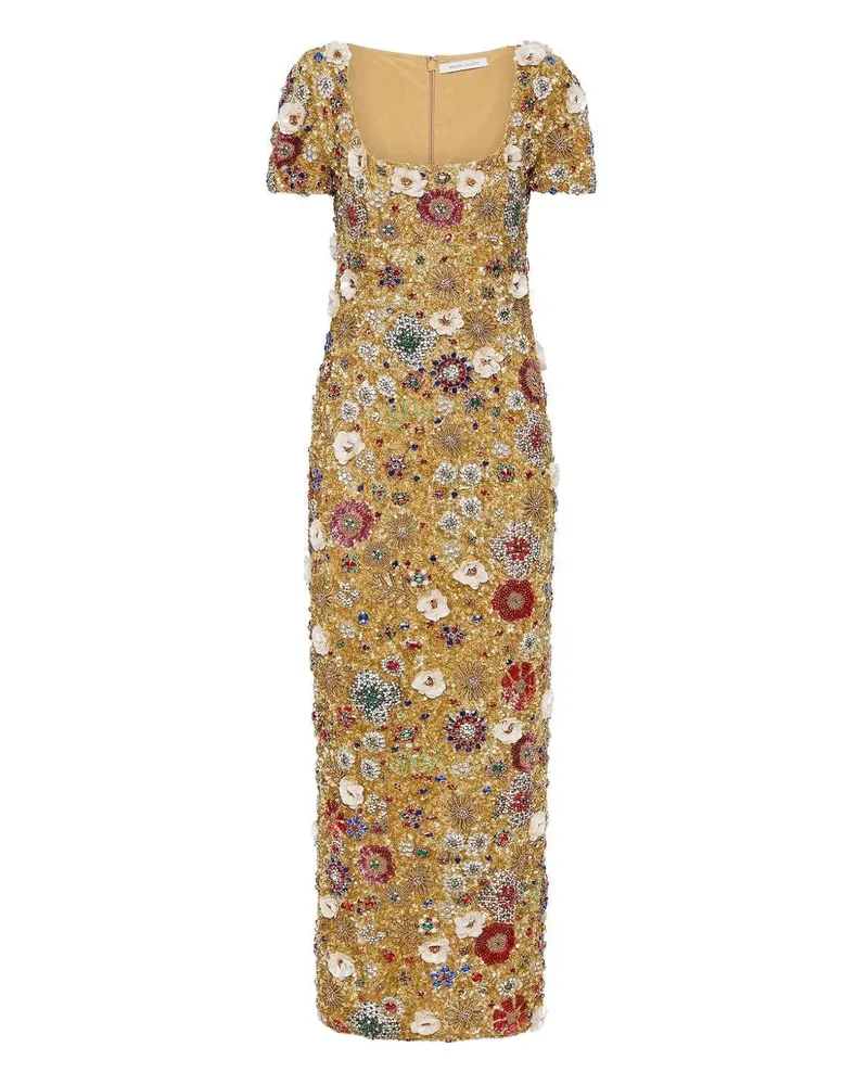 Rachel Gilbert Francesca embellished floral maxi dress - Gold Gold