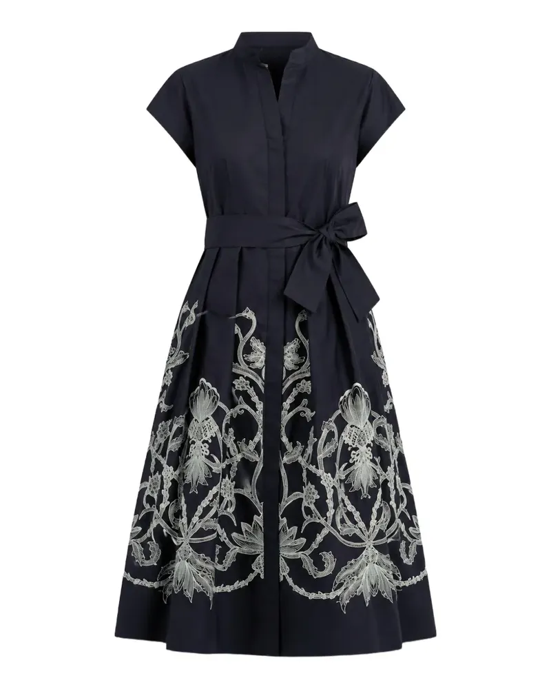 Eleventy embroidered belted dress - Blau Blau