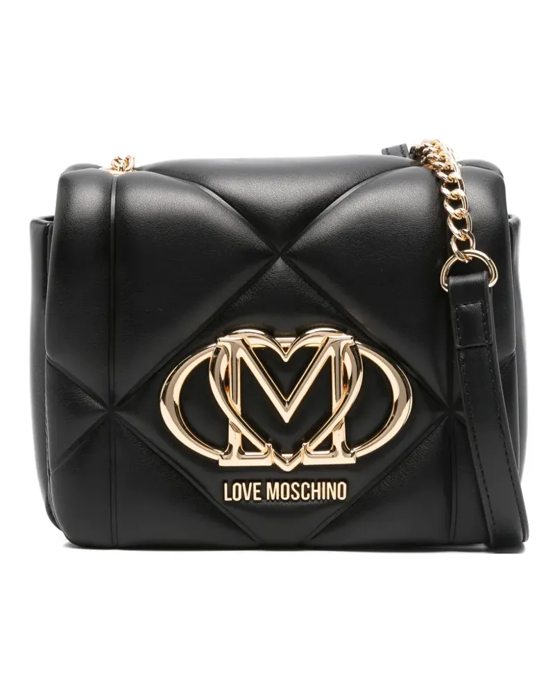 Moschino Gesteppte Umhängetasche mit Logo - Schwarz Schwarz