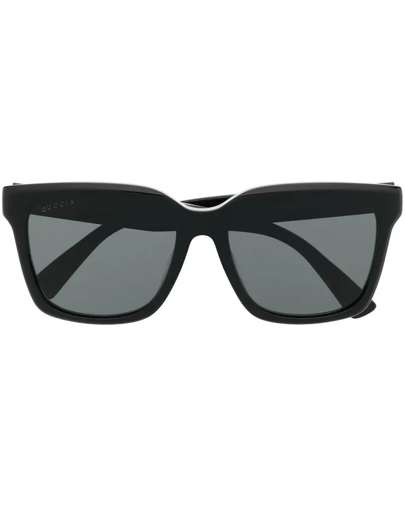 Gucci Eckige Sonnenbrille mit Logo - Schwarz Schwarz