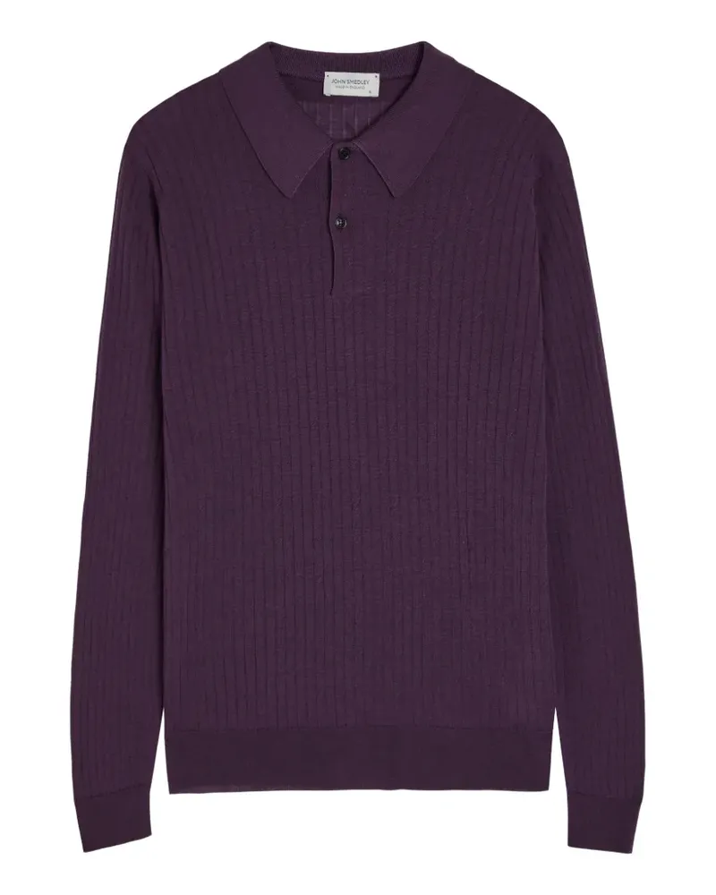 John Smedley Hodson Poloshirt aus geripptem Strick - Violett Violett