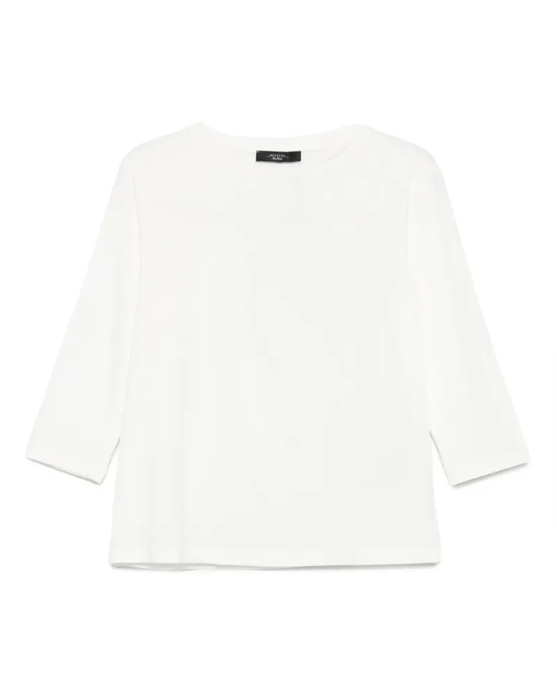 Max Mara Rundhals-Top mit Dreiviertelärmeln - Weiß Weiß