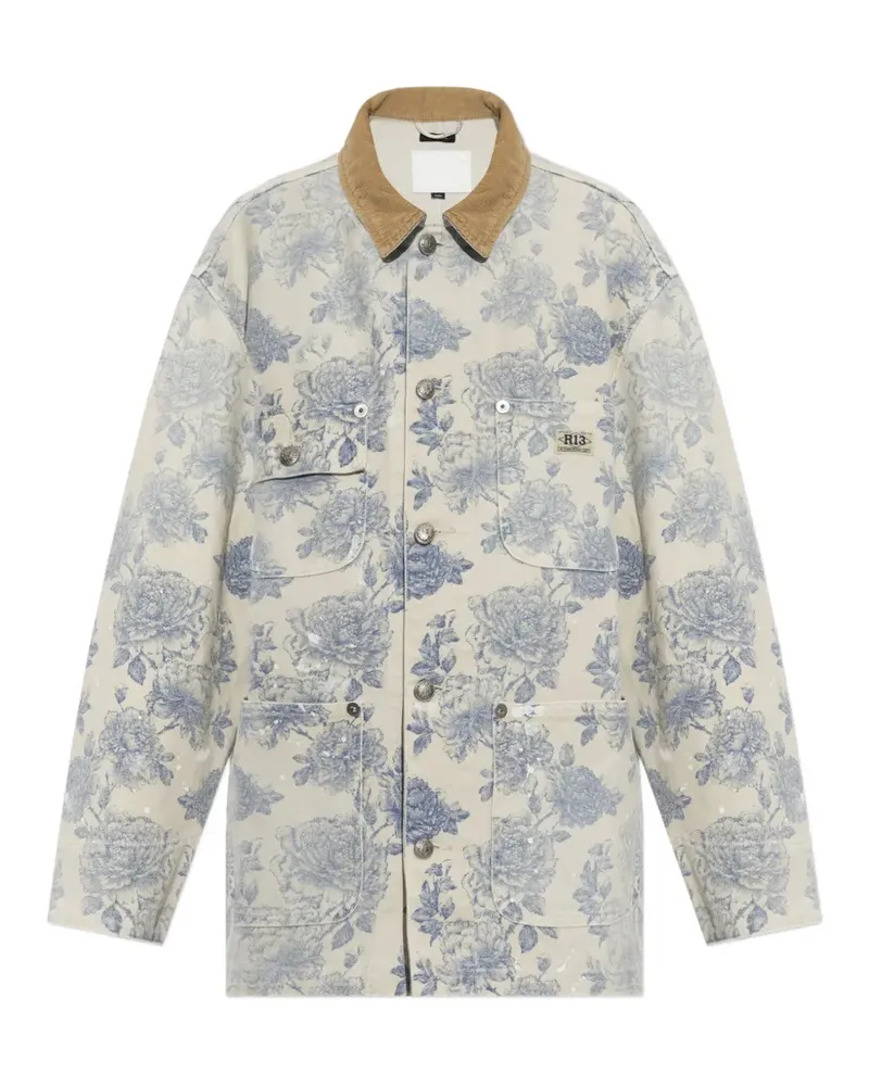 R13 Jeansjacke mit Blumenprint - Nude Nude