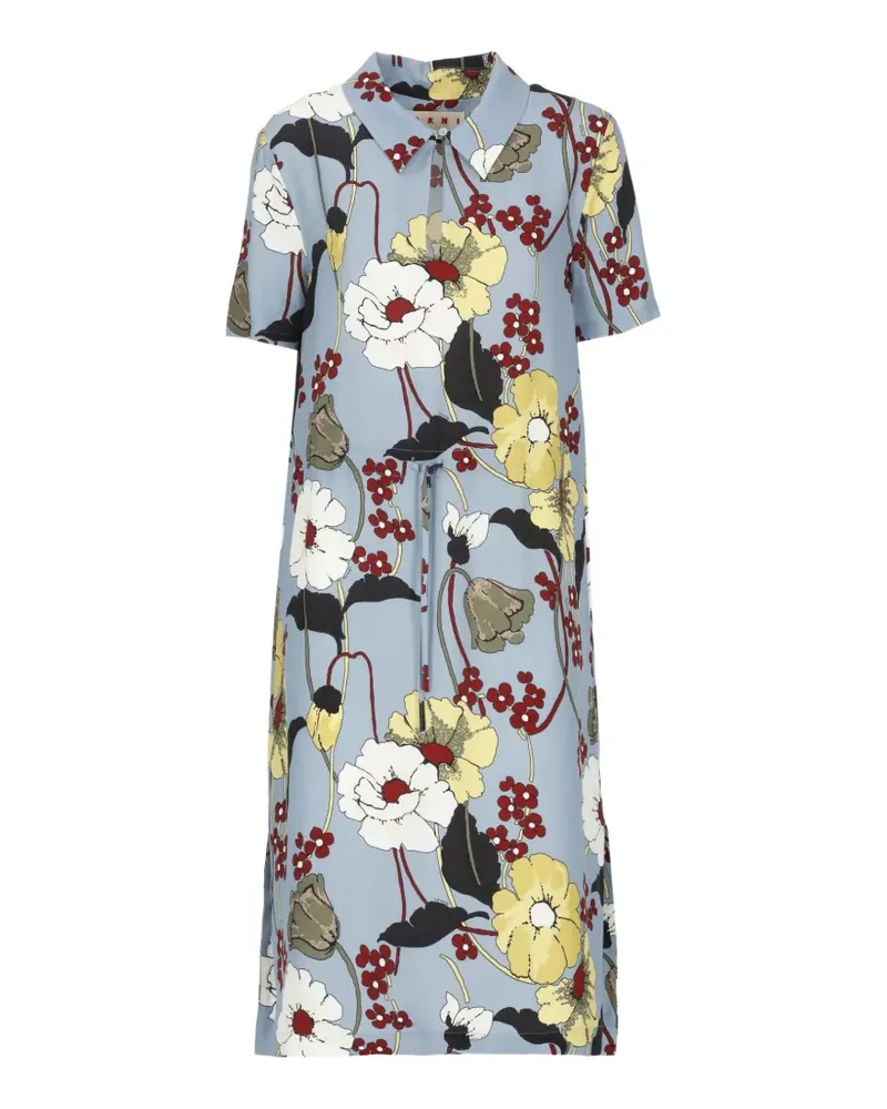 Marni floral shirt midi dress - Blau Blau