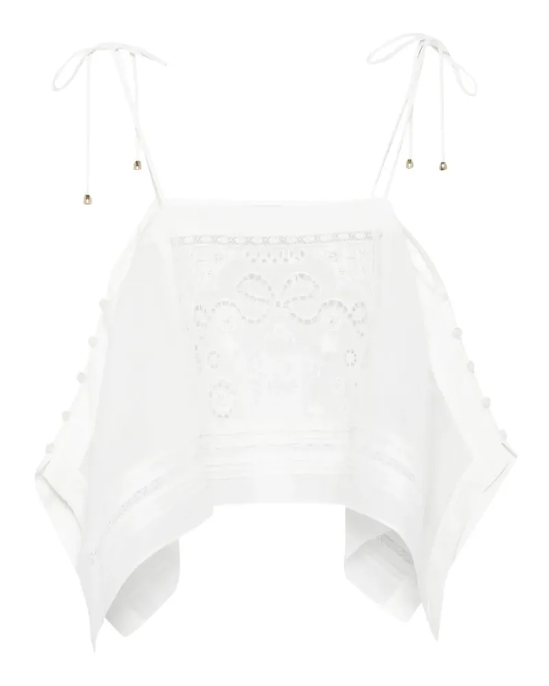 Self-Portrait lace tie-strap top - Weiß Weiß