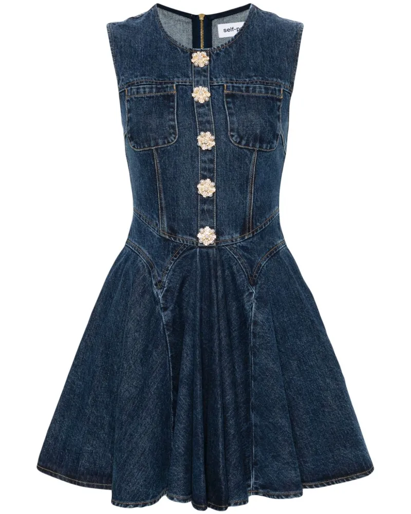 Self-Portrait Klassisches Jeans-Minikleid - Blau Blau