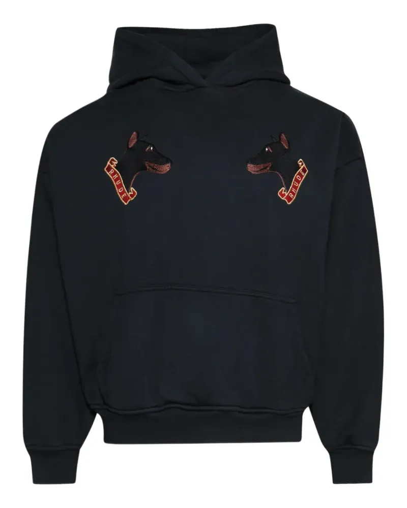 RHUDE Hoodie mit Hundestickerei - Schwarz Schwarz