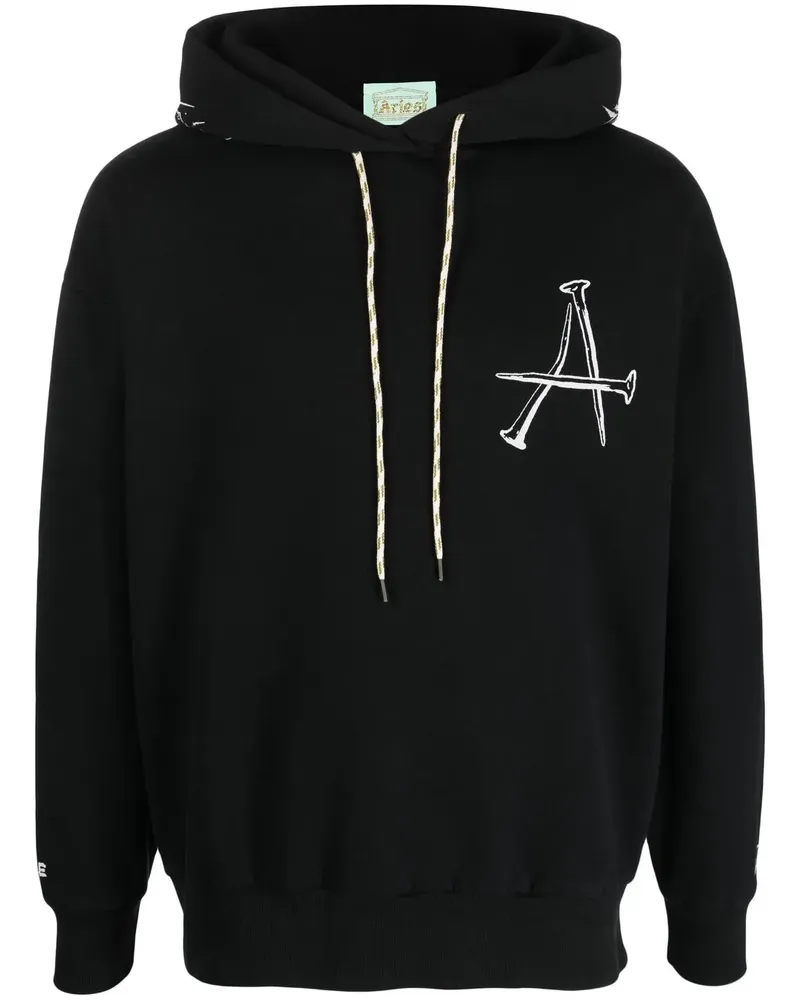 Aries Hoodie mit grafischem Print - Schwarz Schwarz
