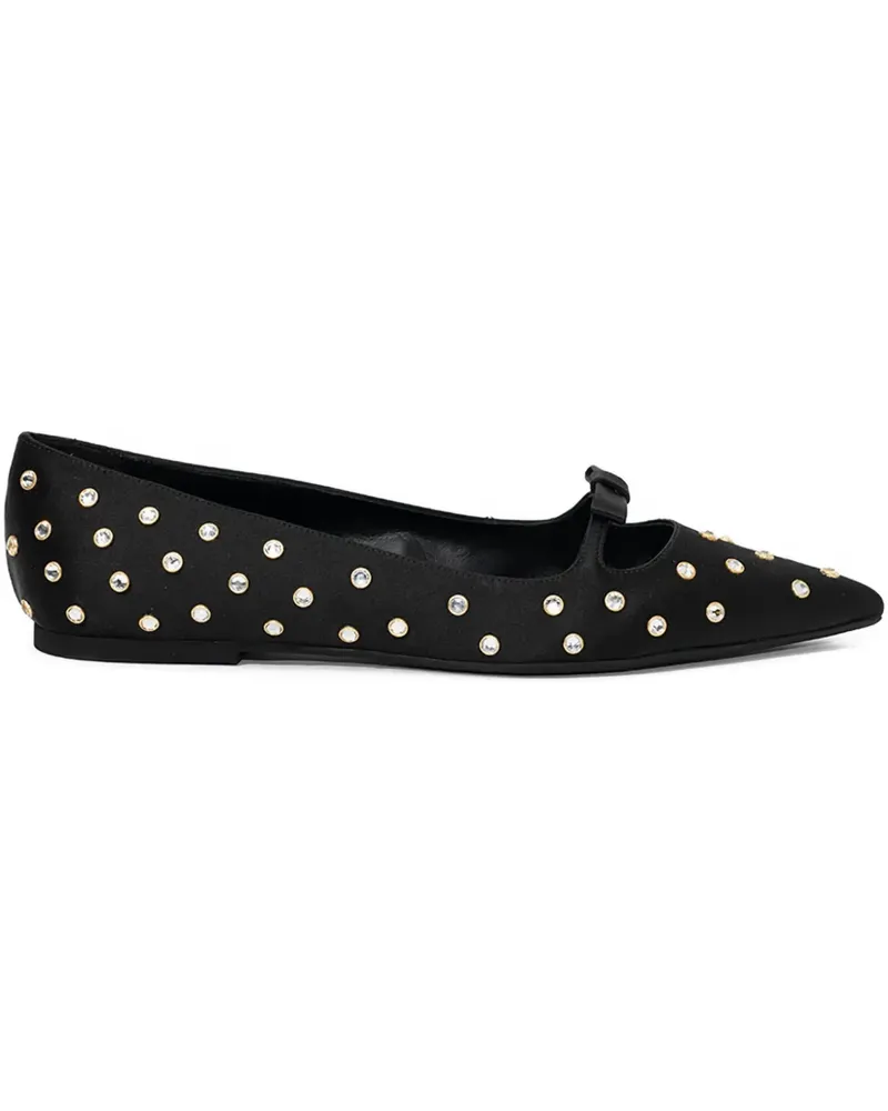 N° 21 Spitze Ballerinas mit Perlen - Schwarz Schwarz