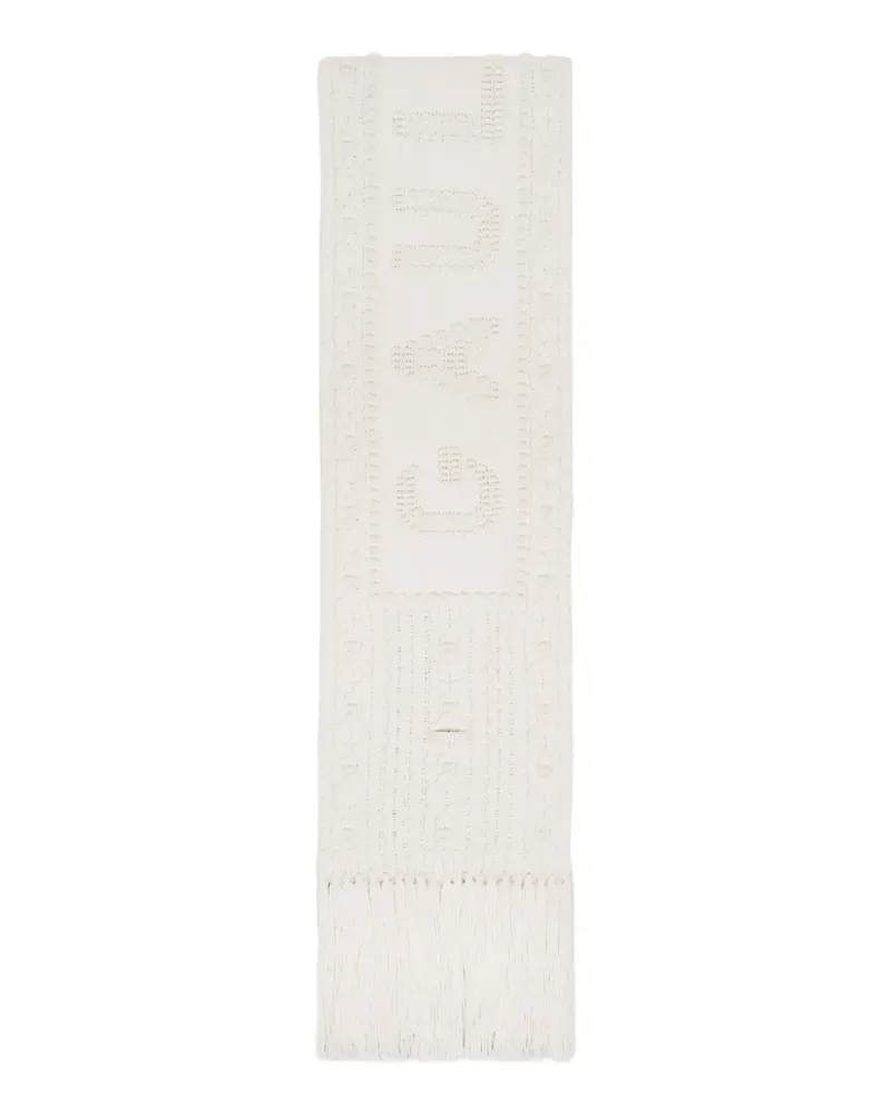 Jean Paul Gaultier Gestrickter Je T'aime Schal mit Fransen - Weiß Weiß