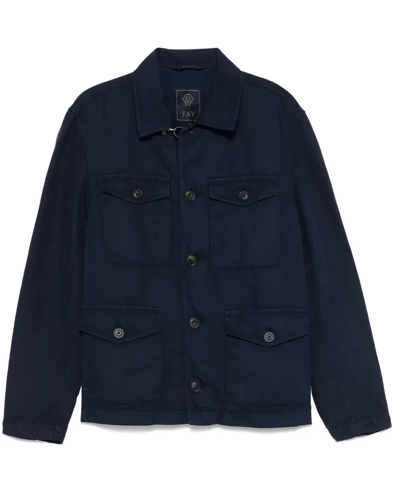 Fay Hemdjacke mit klassischem Kragen - Blau Blau