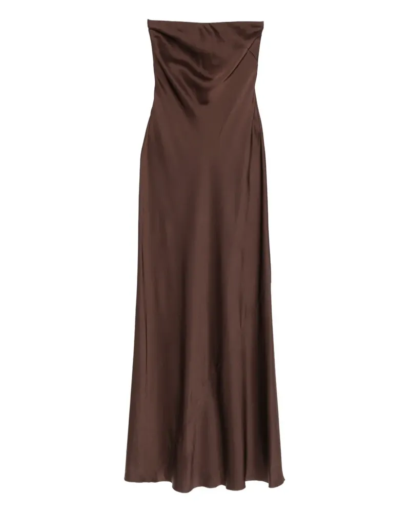 forte_forte Schulterfreies Midikleid - Braun Braun