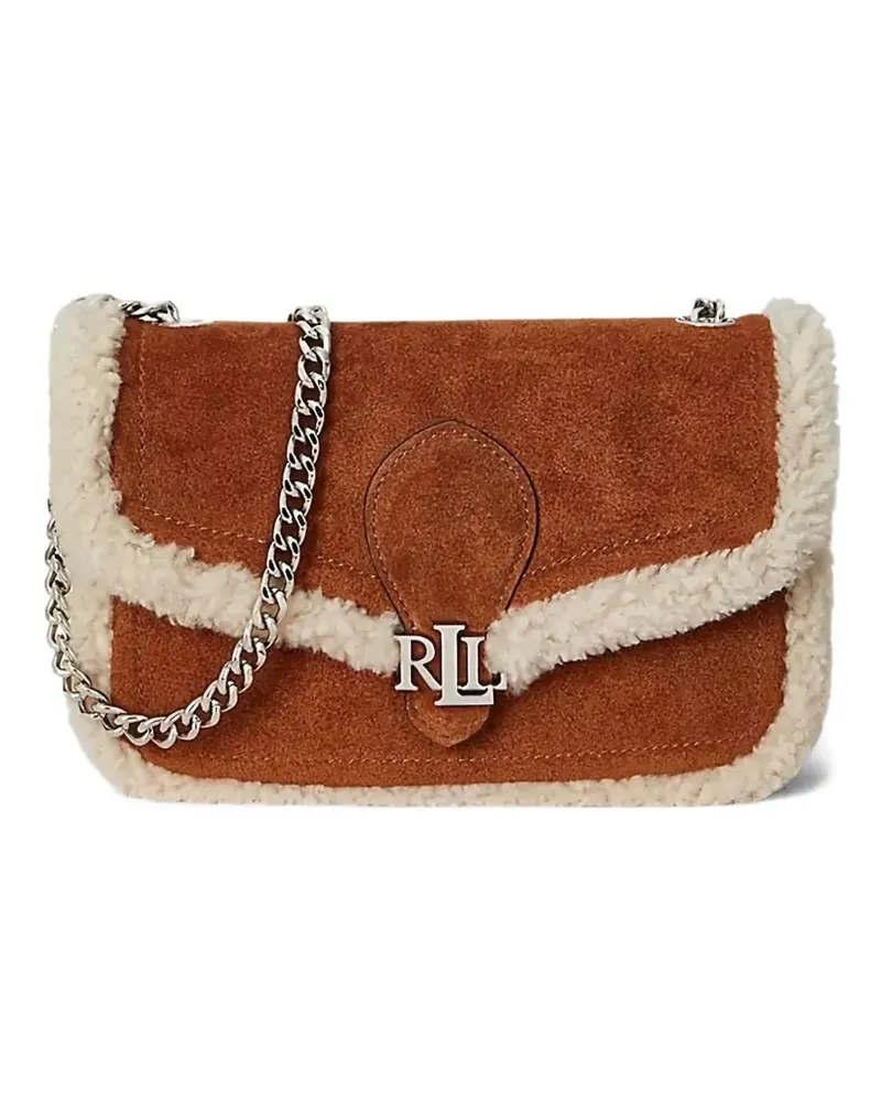 Ralph Lauren shearling-trim logo-plaque cross body bag - Braun Braun