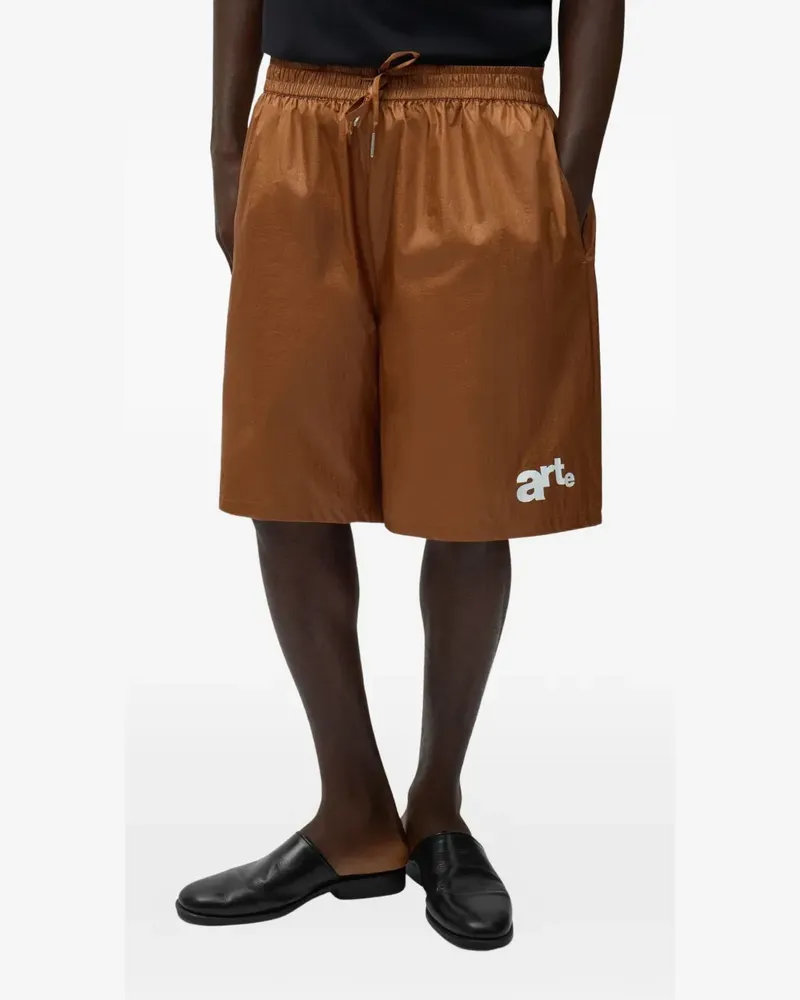Arte Antwerp drawstring logo shorts - Braun Braun