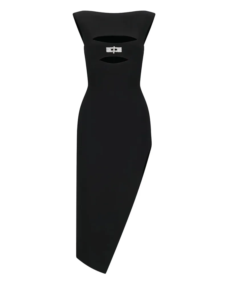 David Koma cut-out crystal buckle dress - Schwarz Schwarz