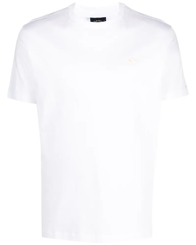 Paul & Shark T-Shirt mit aufgesticktem Hai - Weiß Weiß