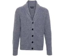 Gerippter Cardigan mit Schalkragen - Grau
