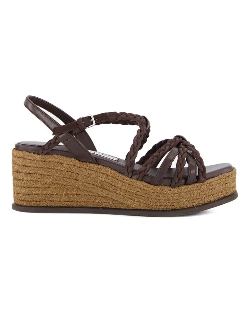 Jimmy Choo braided-leather wedge-heel sandals - Braun Braun