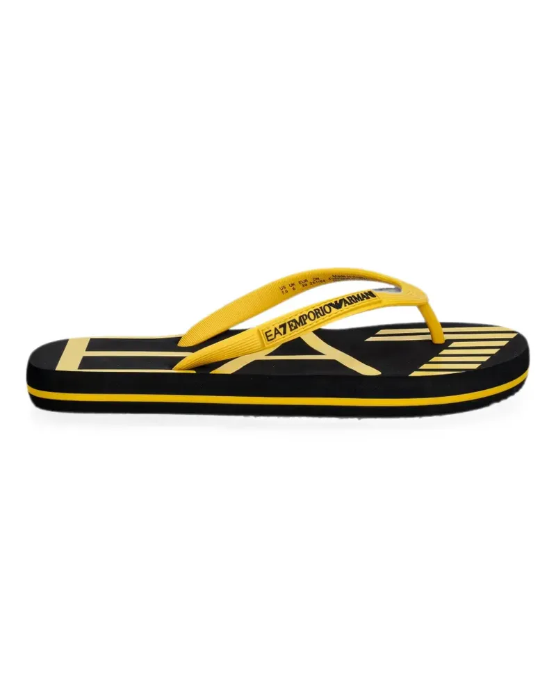 EA7 logo-lettering flip-flops - Schwarz Schwarz