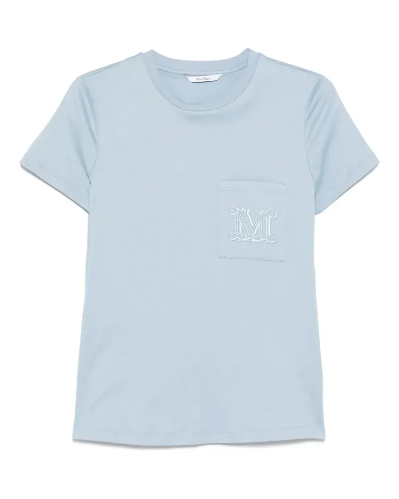 Max Mara T-Shirt mit bestickter Tasche - Blau Blau