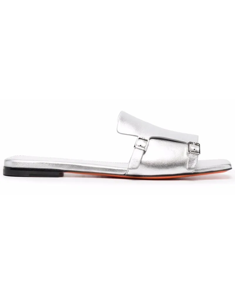 Santoni Sandalen im Metallic-Look - Silber Silber