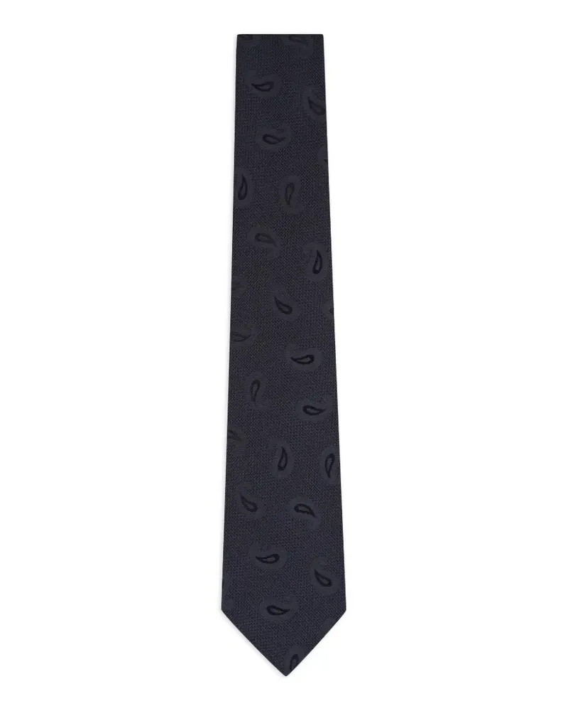 Kiton paisley-pattern jacquard tie - Blau Blau