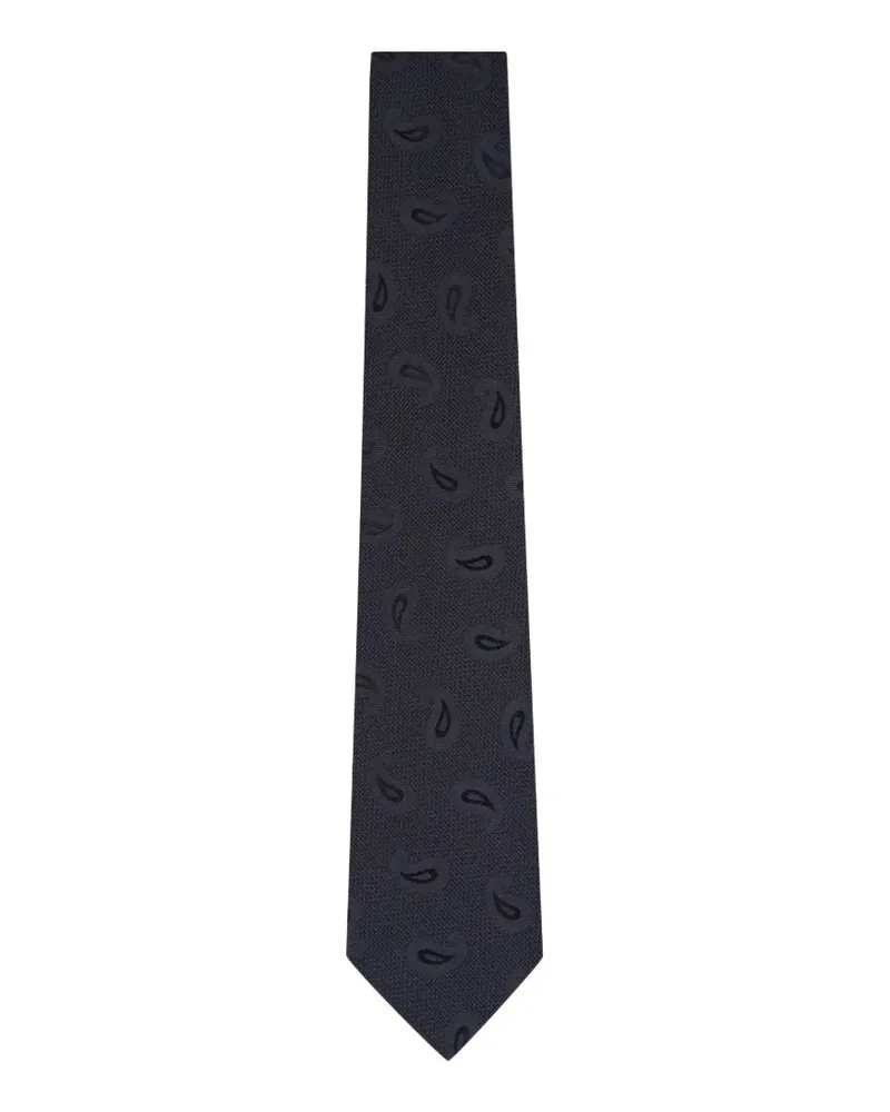 Kiton paisley-pattern jacquard tie - Blau Blau