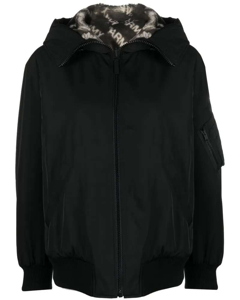 Yves Salomon Wendbare Bomberjacke mit Kapuze - Schwarz Schwarz