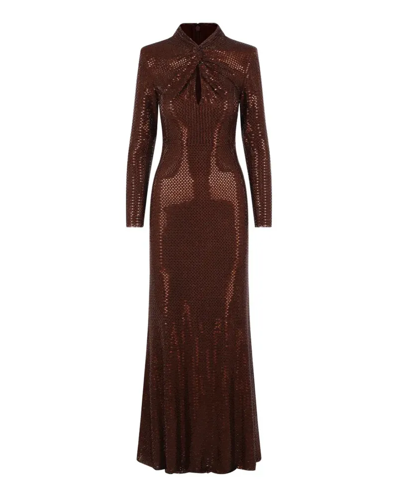 Self-Portrait rhinestone-embellished maxi ress - Braun Braun