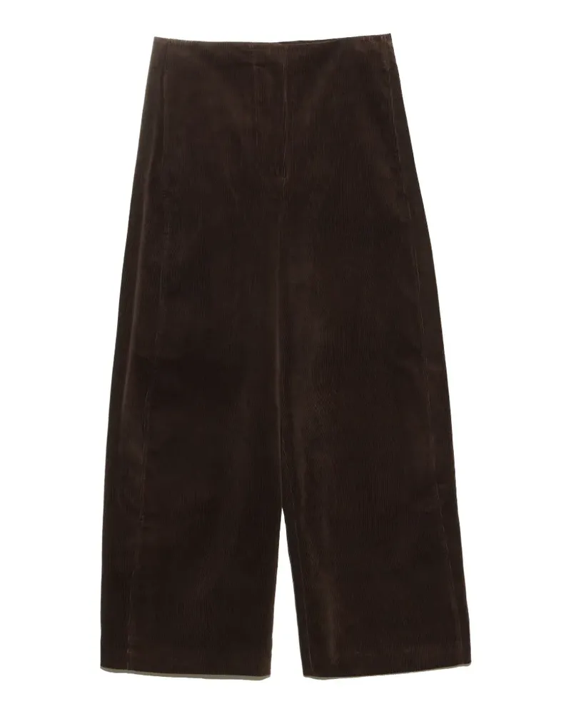 BIMBA Y LOLA Dunkelschokoladenbraune Cordhose mit Barrel-Leg-Schnitt Braun