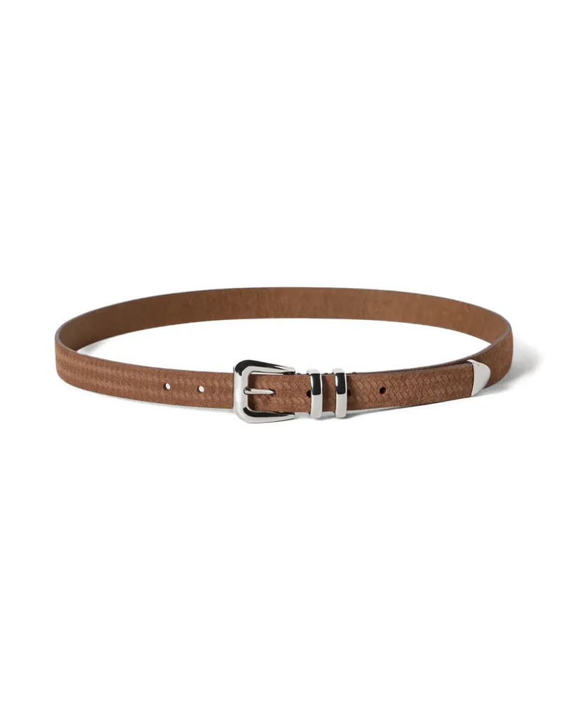 Brunello Cucinelli reversed calfskin belt with chevron design - Braun Braun