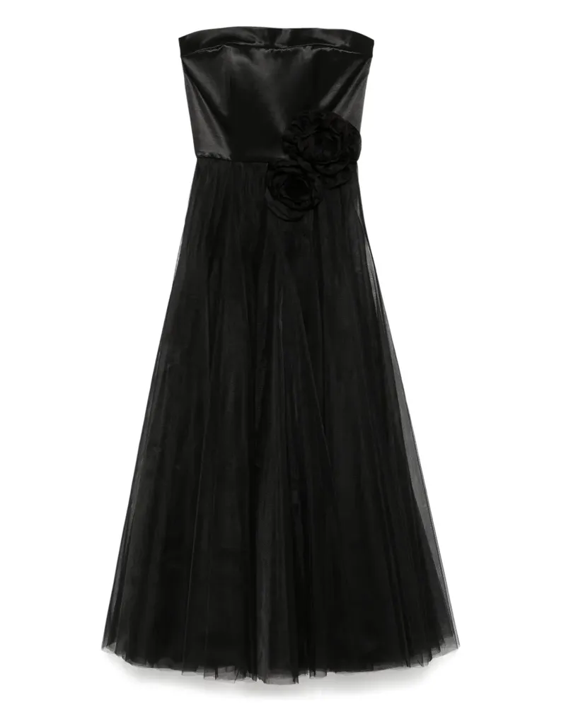 Parlor Abendkleid mit Blumenapplikation - Schwarz Schwarz