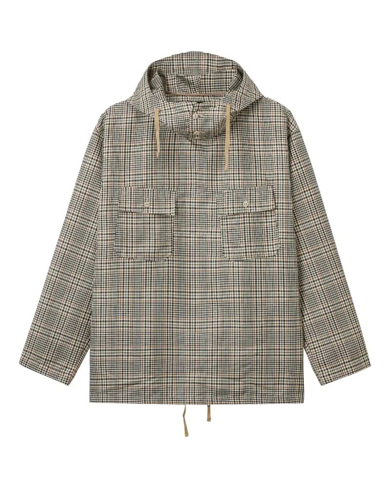 Engineered Garments plaid check-pattern hoodie - Nude Nude