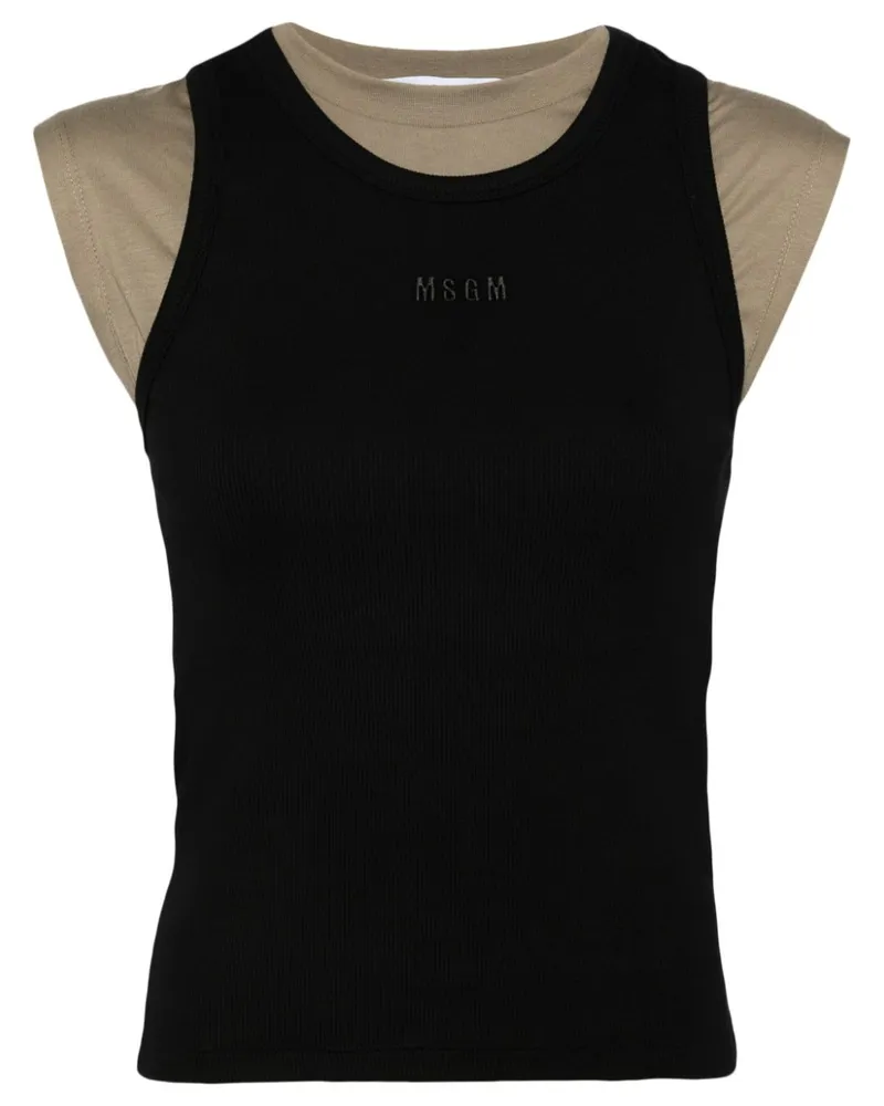 MSGM Tanktop im Layering-Look - Schwarz Schwarz