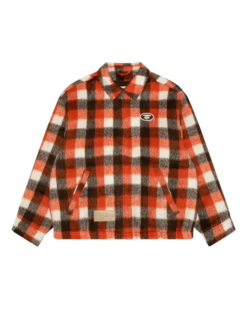 BAPE check hooded jacket - Orange Orange