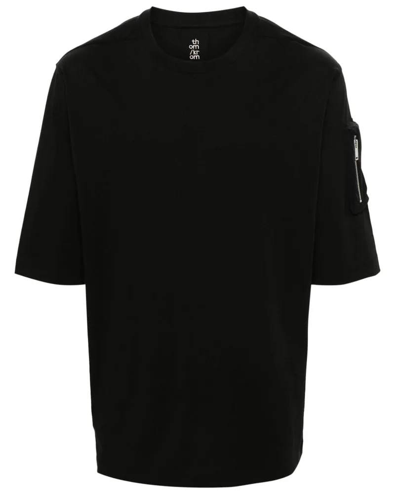THOM KROM T-Shirt mit Ärmeltasche Schwarz