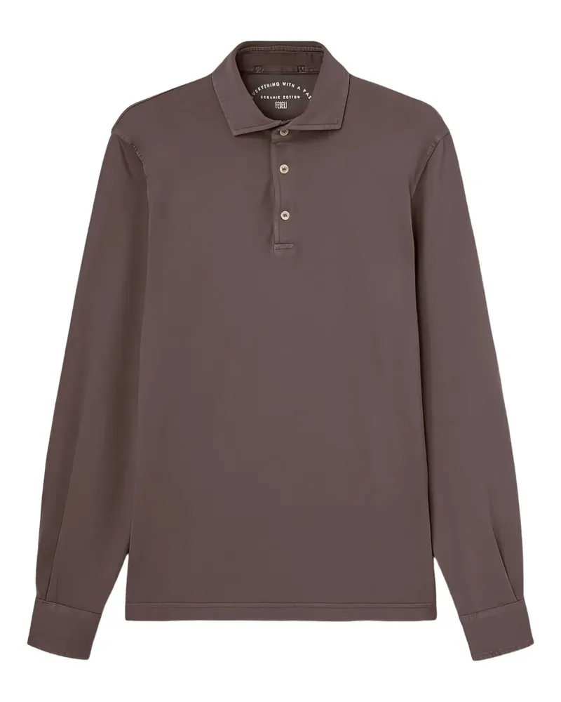 Fedeli buttoned long-sleeve polo shirt - Braun Braun