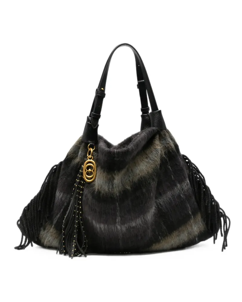 LA CARRIE Kerala fringe-trimmed tote bag - Schwarz Schwarz