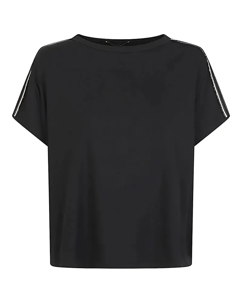 Fabiana Filippi T-Shirt mit Monili-Borte - Schwarz Schwarz